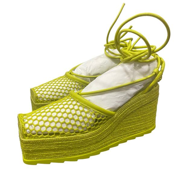 Bottega Veneta Stretch Mesh Wedge Sandal Green 39 - Picture 7 of 10